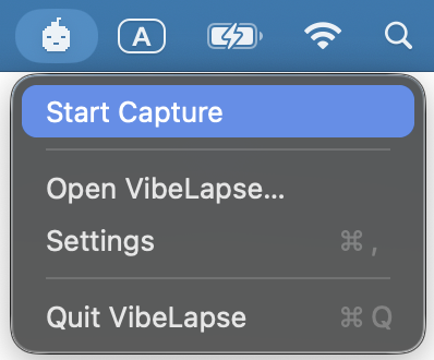 Start Capture from the menu bar
